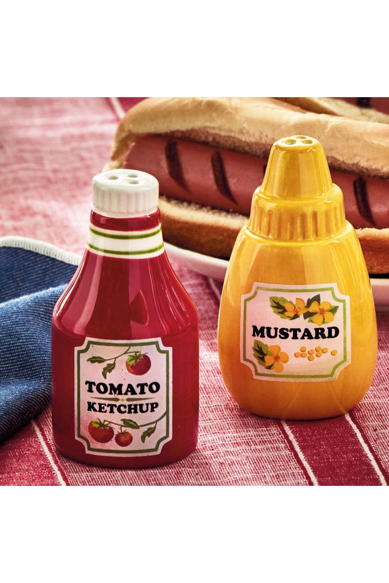 Ketchup & Mustard S&P S/2 Multi Earthenware Summer, Alternate, color, Red
