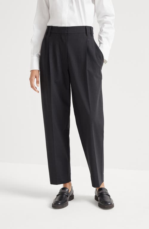 Brunello Cucinelli Black Tropical Luxury Wool Monili Slouchy Trousers In Black