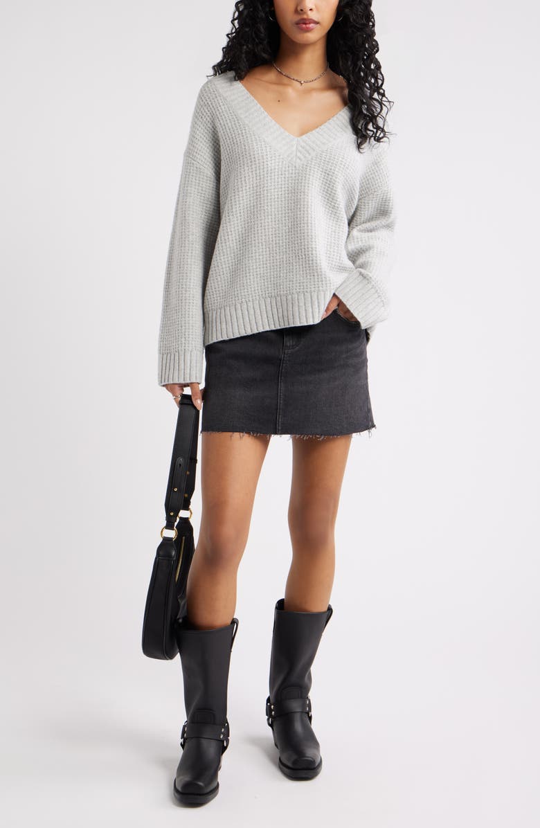 BP. V-Neck Thermal Sweater, Alternate, color, Grey Soft Heather