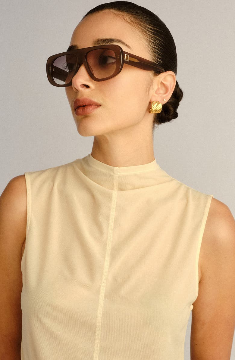 LUV LOU The Dionne 55mm Aviator Sunglasses, Alternate, color, Mushroom