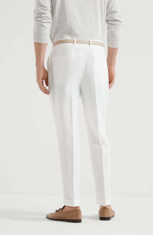 Brunello Cucinelli Pleat-detailing Linen Tapered Trousers In Panama