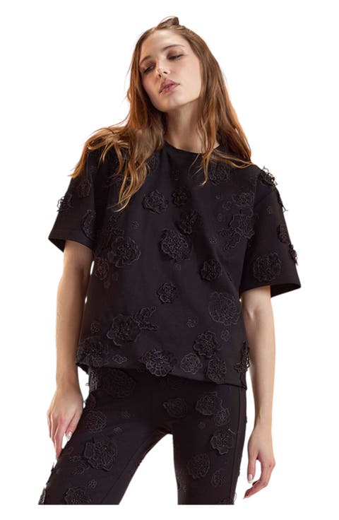 Pop Floral Applique Top