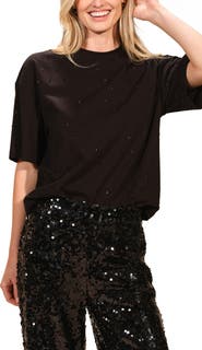 Isaac Mizrahi New York Rhinestone Stretch Cotton T-Shirt