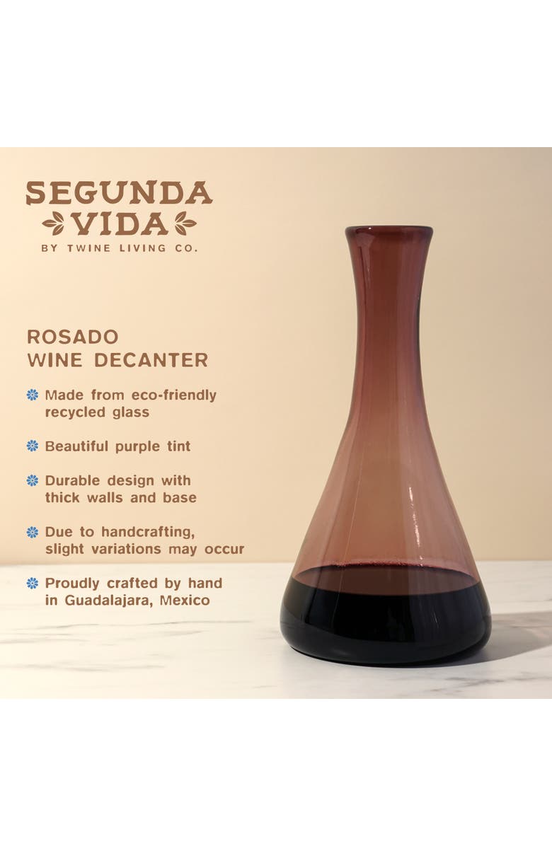 TWINE Segunda Vida Rosado Recycled Wine Decanter, Alternate, color, Pink