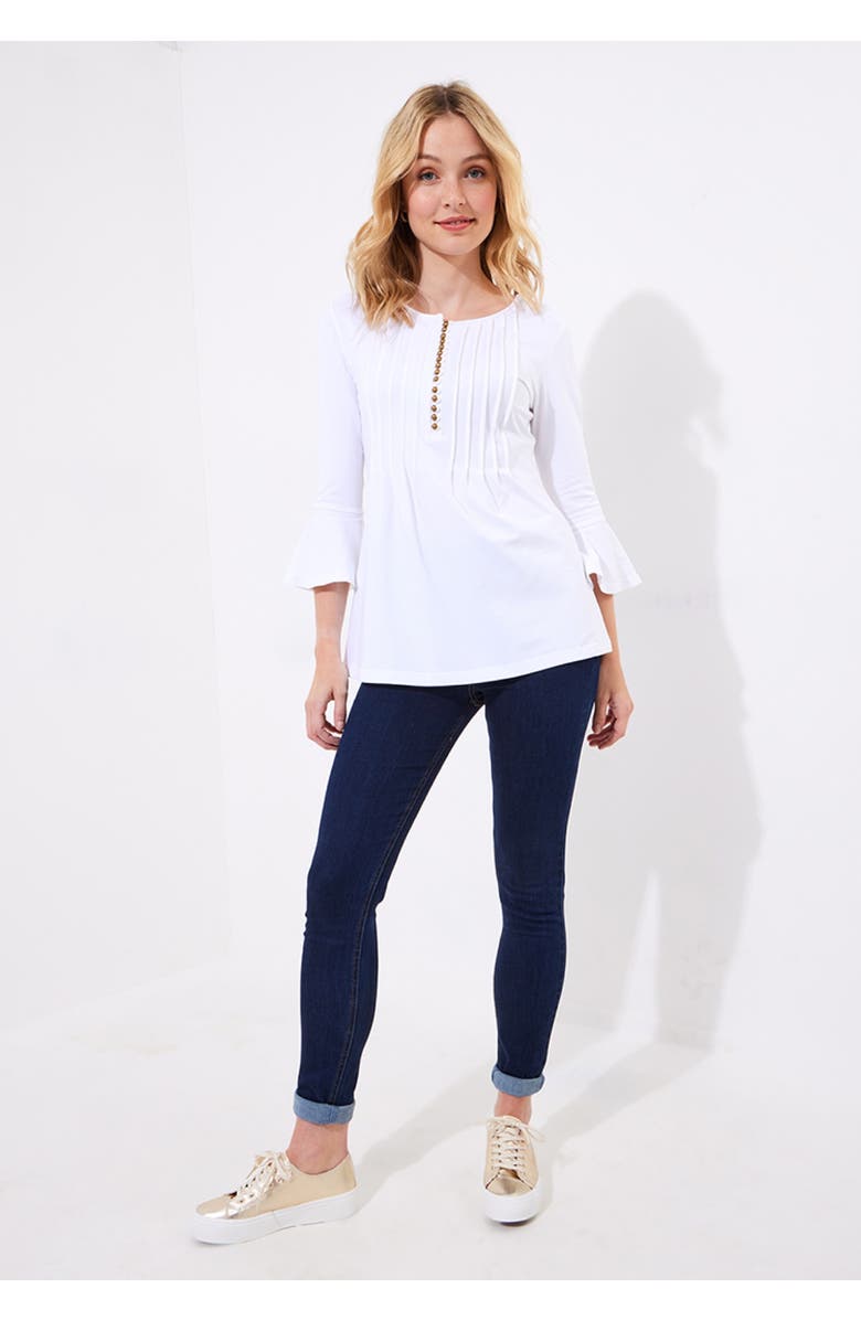 Joe Browns Stretch Cotton Bell Sleeve Henley, Alternate, color, Old White