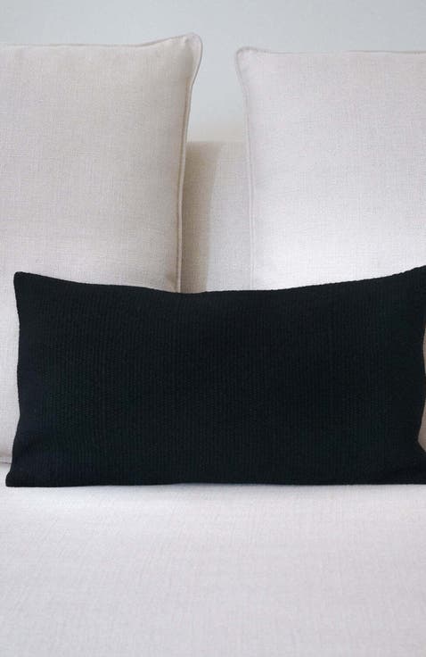 Solid Lumbar Pillow in Black Pima Cotton
