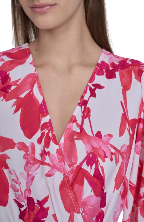 Calvin Klein Floral Balloon Sleeve Fit & Flare Dress In Watermelon Multi