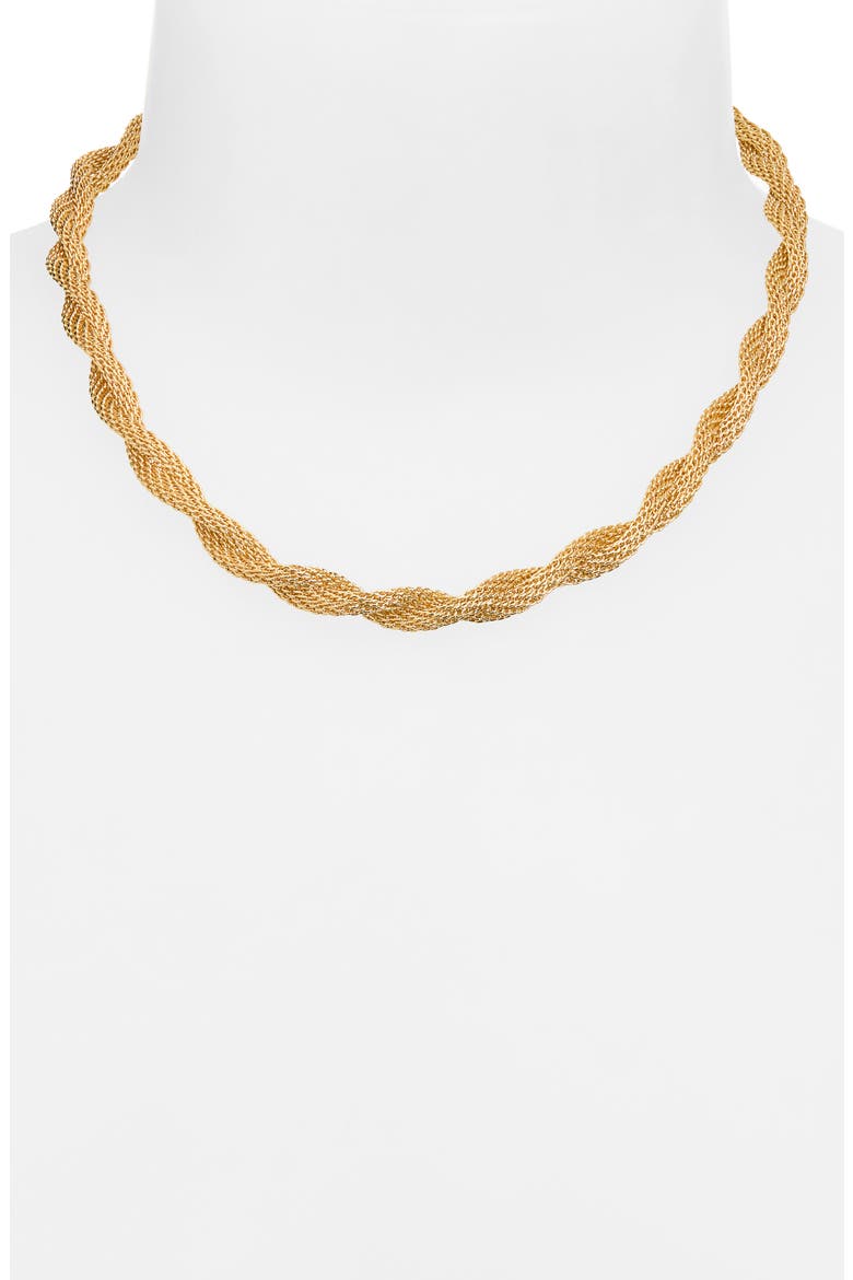 Serpentine Mesh Necklace, Alternate, color, GOLD