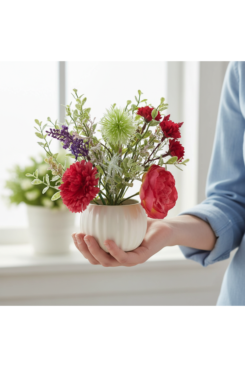Season's Designs Artificial Flower Arrangement in Decorative Pot, 8" Pink Summer Flower, Alternate, color, Multicolored