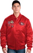 STARTER Men's Starter Scarlet San Francisco 49ers Exclusive Satin Full-Snap Varsity Jacket
