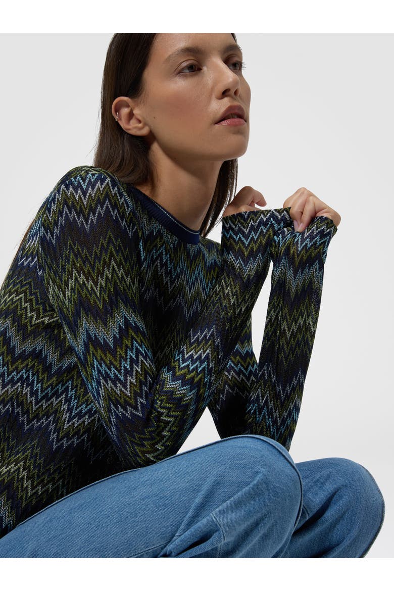 Long-sleeve Viscose Sweater With Snake Motif, Alternate, color, Multicoloured