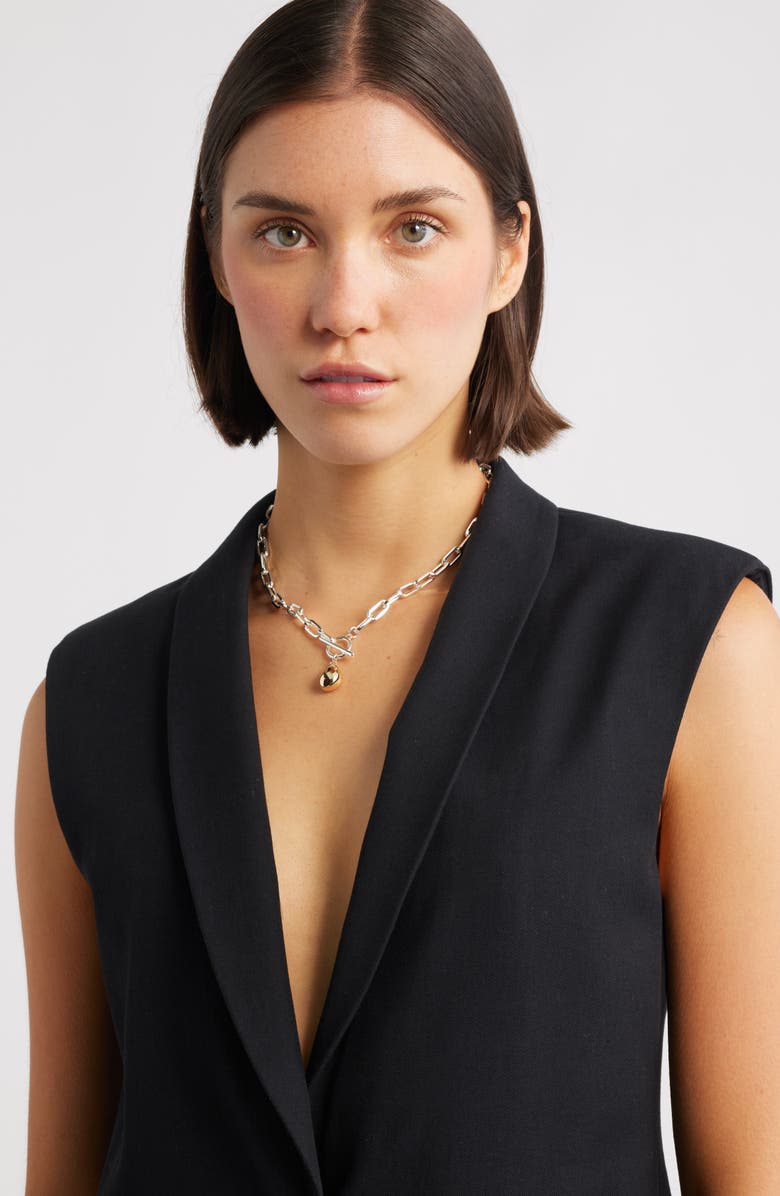 Nordstrom T-Bar Pebble Pendant Necklace, Alternate, color, Silver- Gold