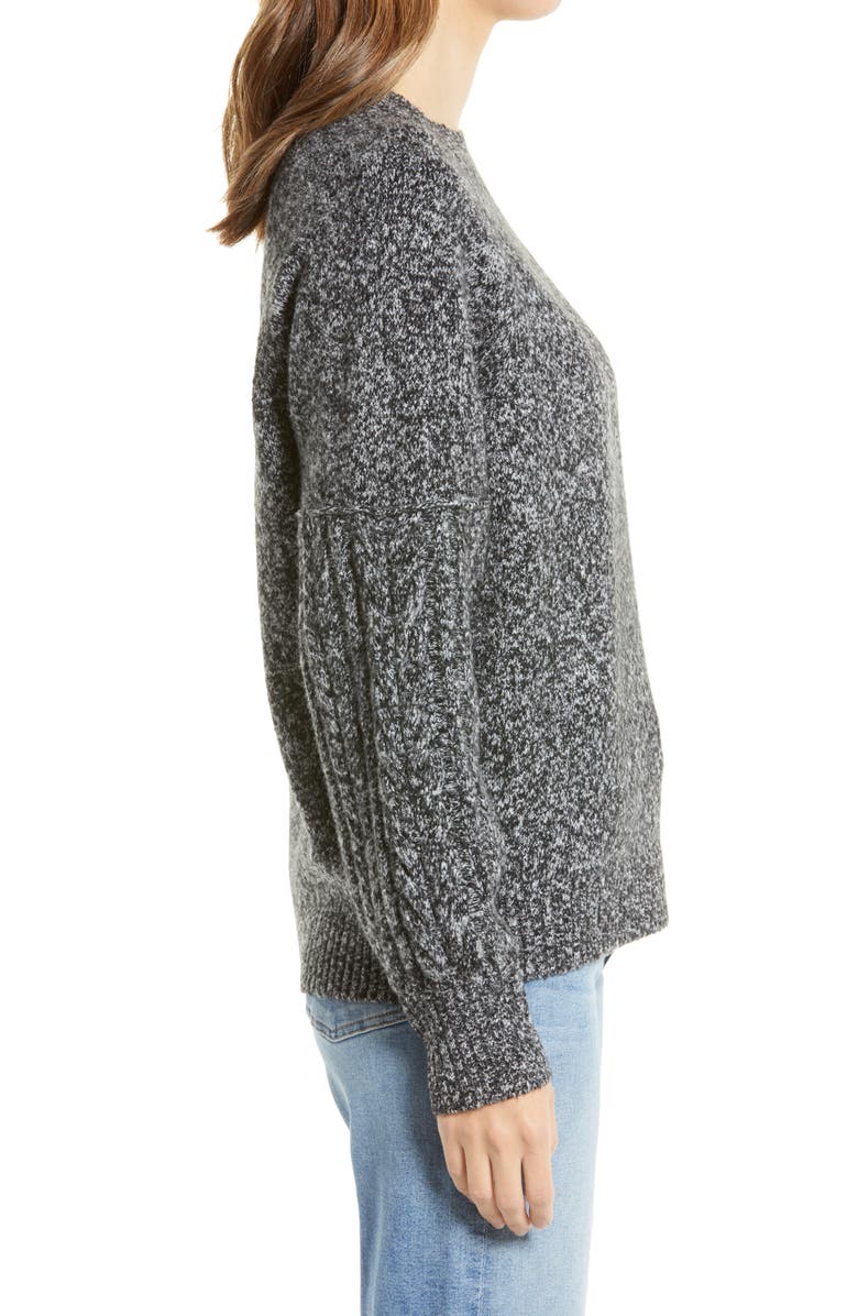 Nordstrom Women's Cable Knit Sleeve Crewneck Sweater, Alternate, color,