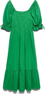 M&S Puff Sleeve Cotton Midi Dress