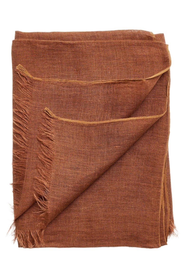 Hand Woven Linen Scarf, Alternate, color, Brown