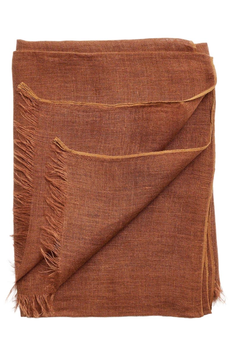 Studio Variously Hand Woven Linen Scarf, Alternate, color, Brown