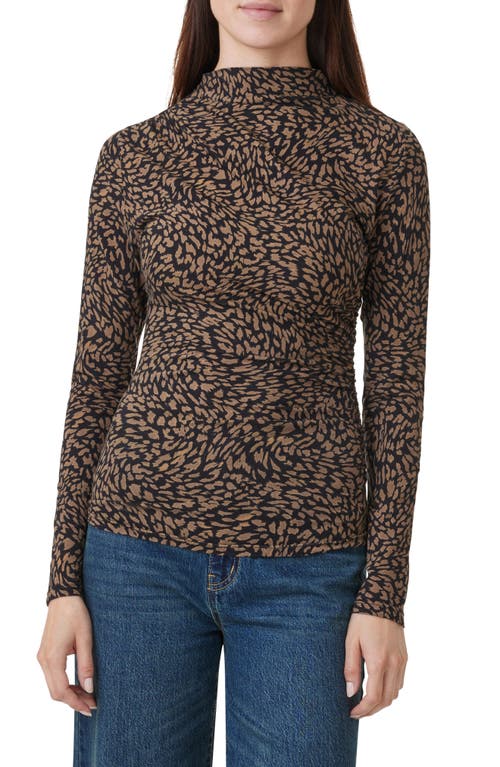 Habitual Funnel Neck Long Sleeve Top in Brown Combo 