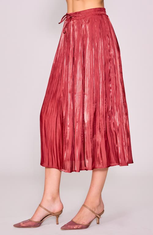 Melloday Metallic Release Pleat Skirt In Red