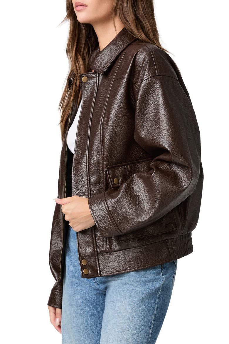 Ashland Faux Leather Jacket, Alternate, color, DARK BROWN
