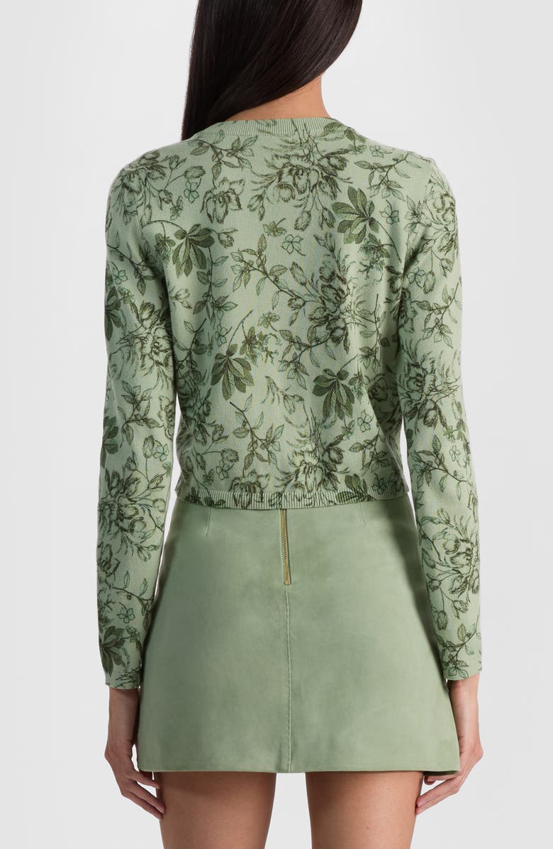 Alice + Olivia Carson Print Crop Cardigan, Alternate, color, Mystic Garden Sage