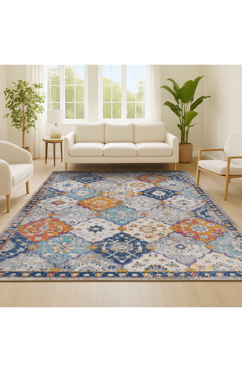 JONATHAN Y Kirman Bohemian Medallion Area Rug, Alternate, color, Light Gray/Blue/Orange