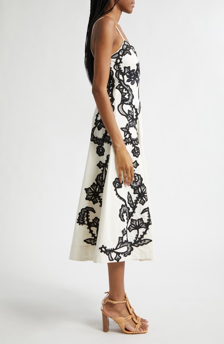 Ulla Johnson Miray Embroidered Sleeveless A-Line Midi Dress, Alternate, color, Anemone