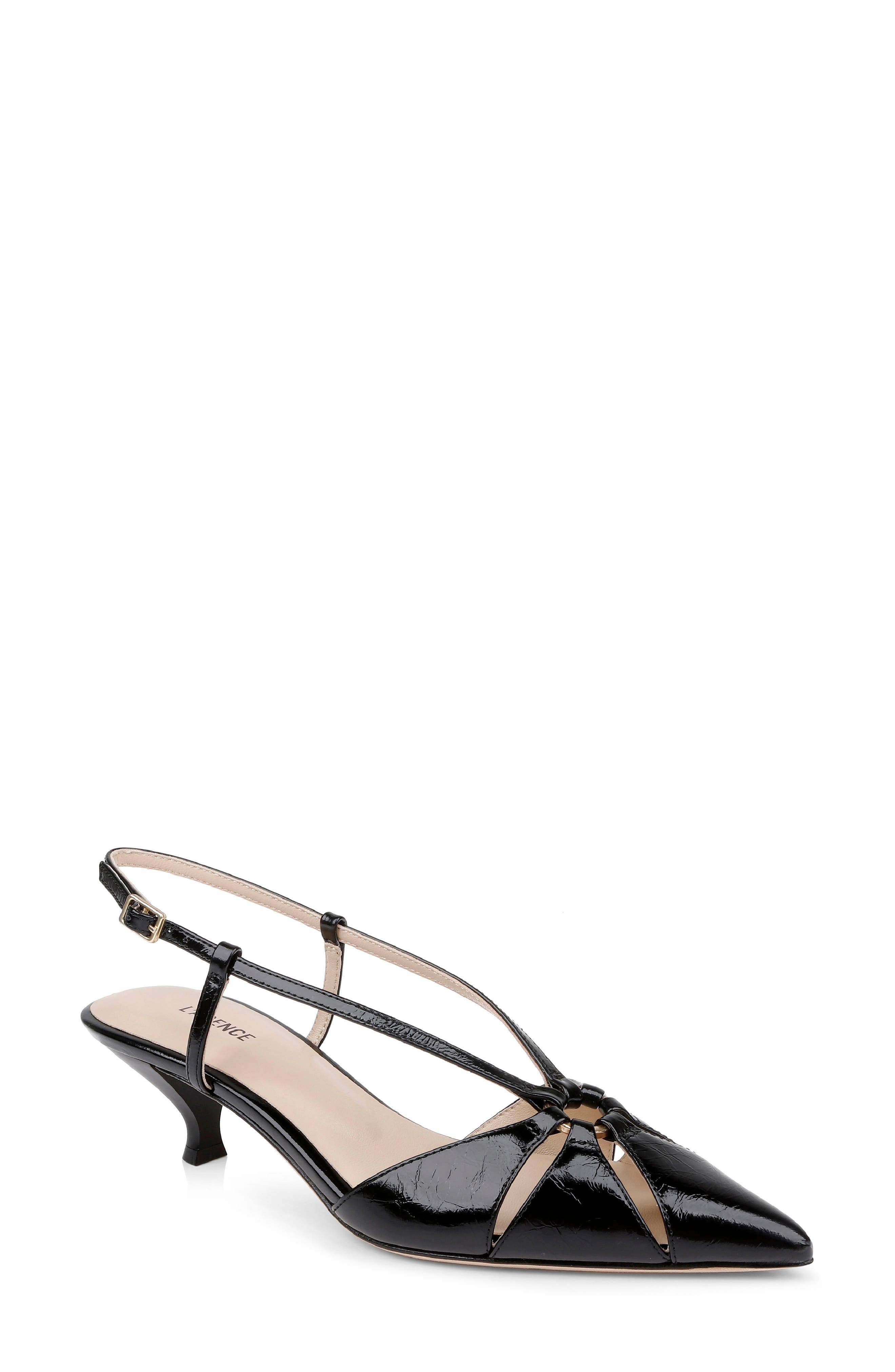 L'AGENCE Adavi Pointed Toe Slingback Pump, Main, color, Black Patent
