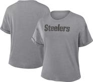 FANATICS Women's Fanatics Heather Gray Pittsburgh Steelers Swing Pass Tri-Blend Boxy T-Shirt