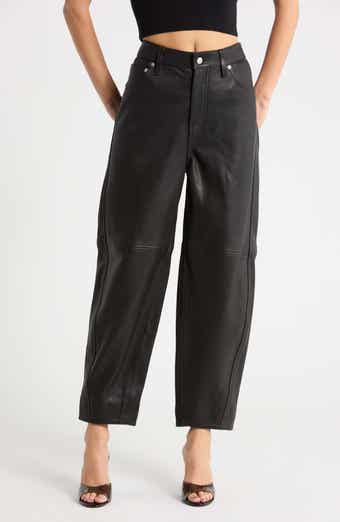 Waldon High Waist Curved Leg Leather Pants