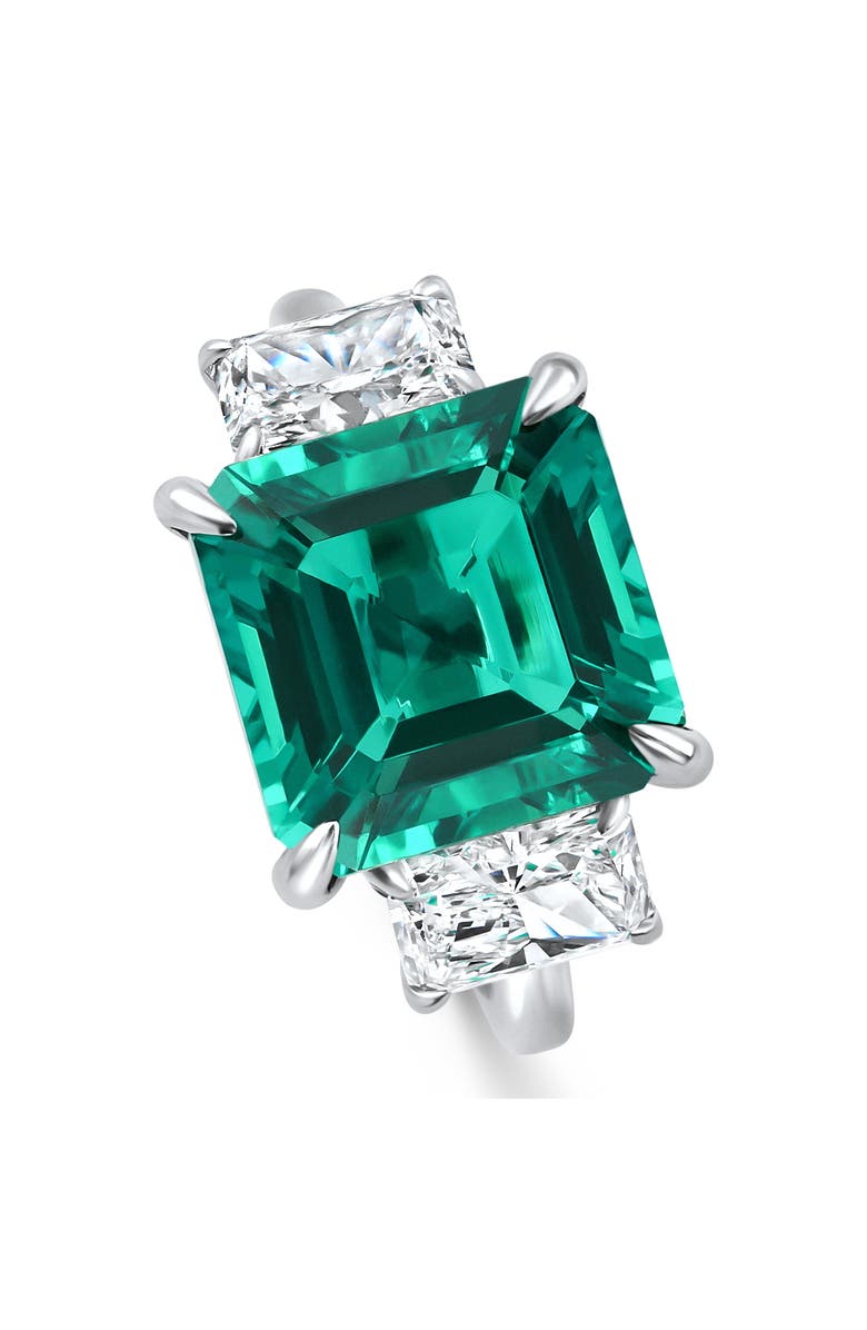 Bliss Diamond 8Ct Asscher Cut Emerald & Diamond Ring 14k Gold or Platinum Lab Grown, Alternate, color, 14K White Gold