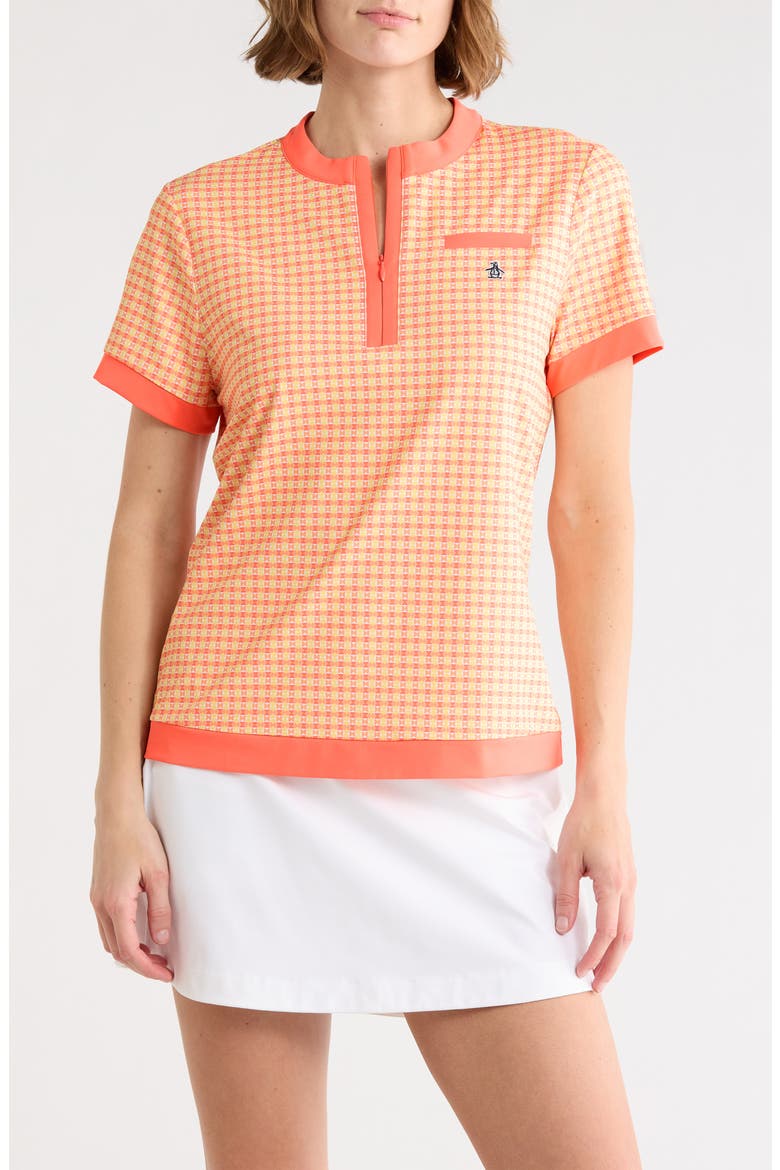 Pete's Bow Tie Colorblock Quarter Zip Golf Polo, Main, color, CORAL QUARTZ