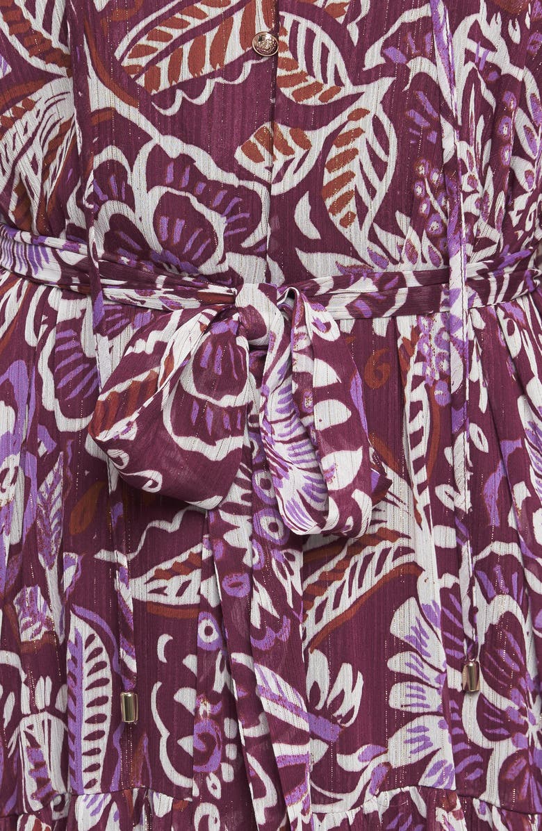 FLYING TOMATO Print Long Sleeve Maxi Dress, Alternate, color, Plum