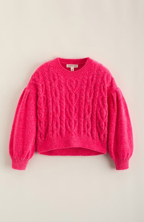 Kids' Heart Cable Knit Sweater