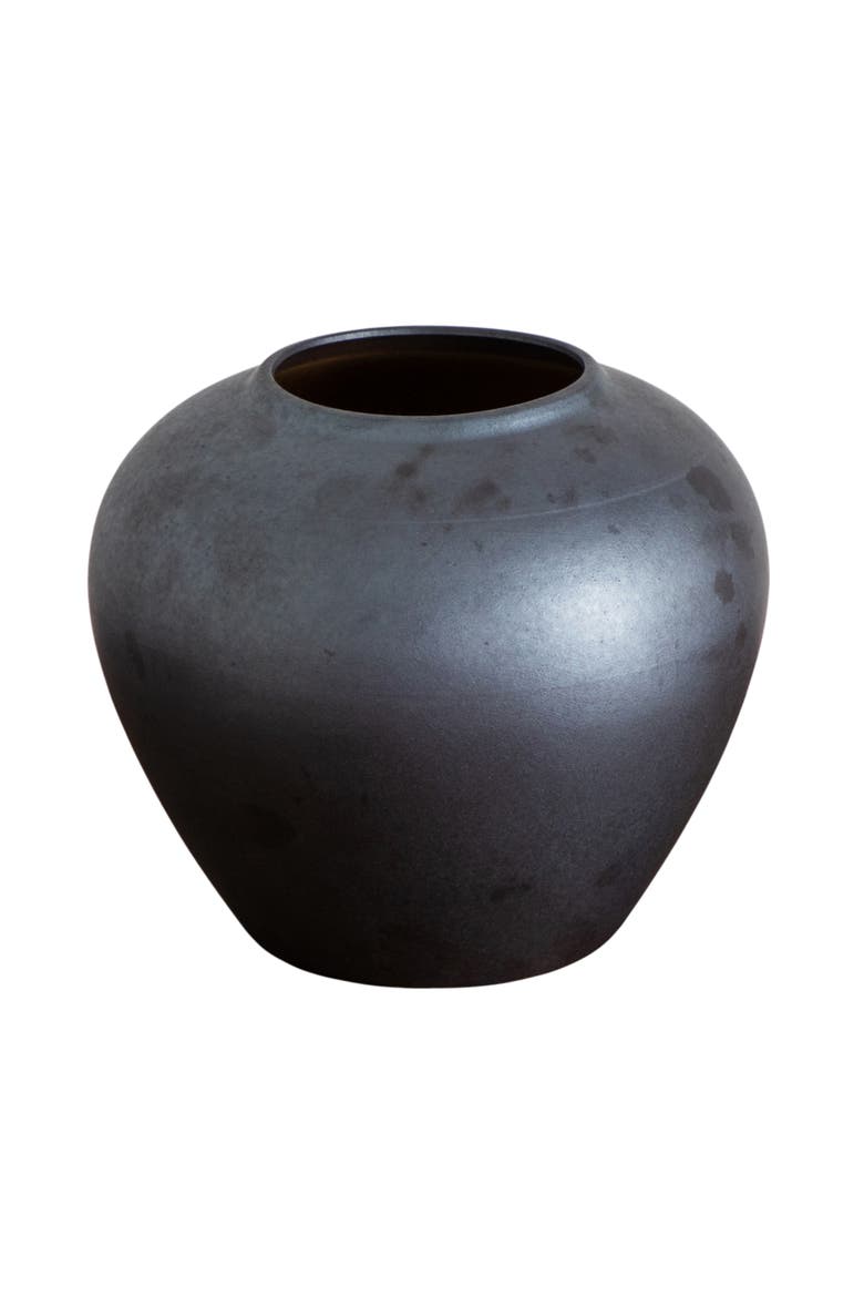 7-in Black Round Urn Vase, Main, color, Black