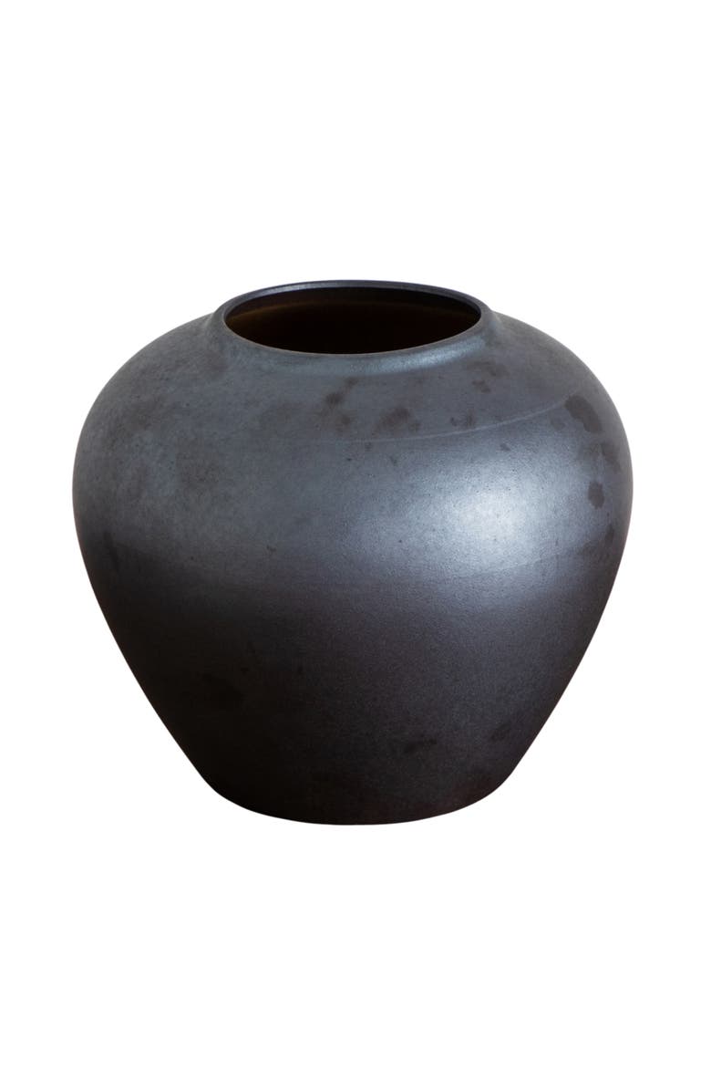 NEARLY NATURAL 7-in Black Round Urn Vase, Main, color, Black