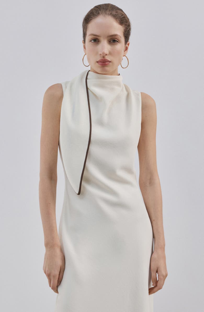 MANGO Vestido Tie Back Sleeveless Midi Dress, Alternate, color, Vanilla