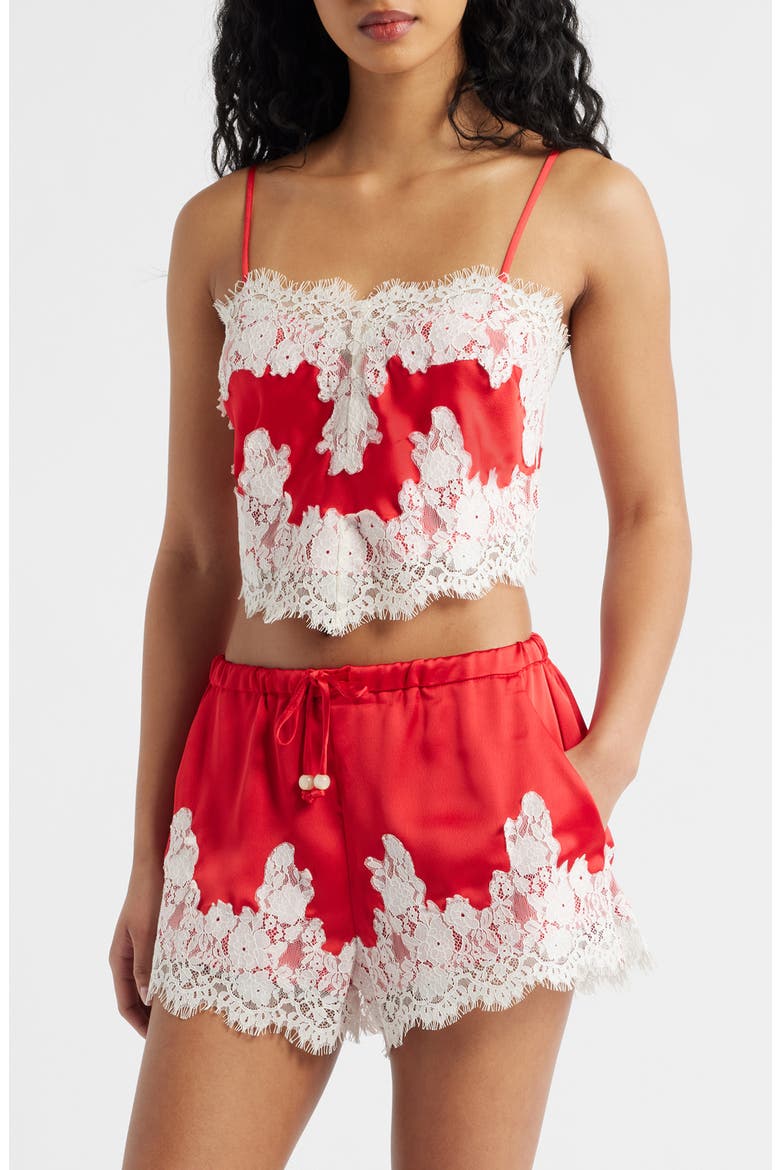 Eyelash Lace Satin Camisole, Main, color, POPPY RED