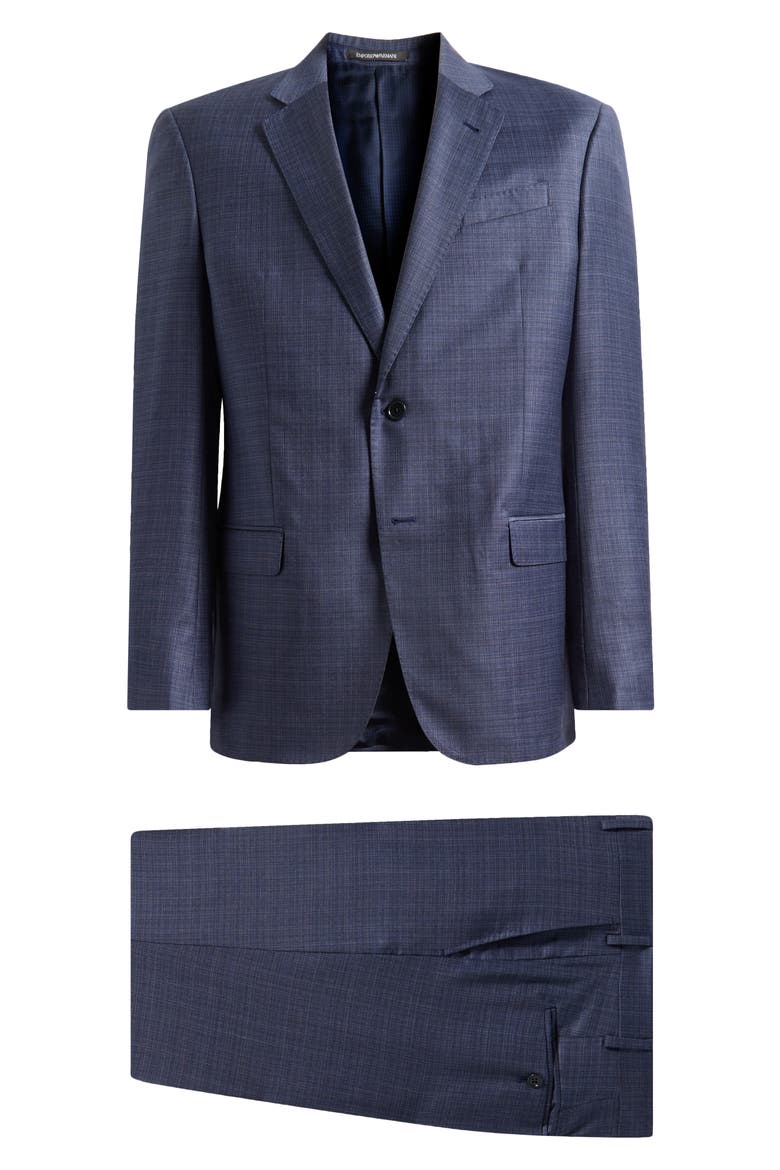 Blue Check Virgin Wool Suit, Main, color, BLUE