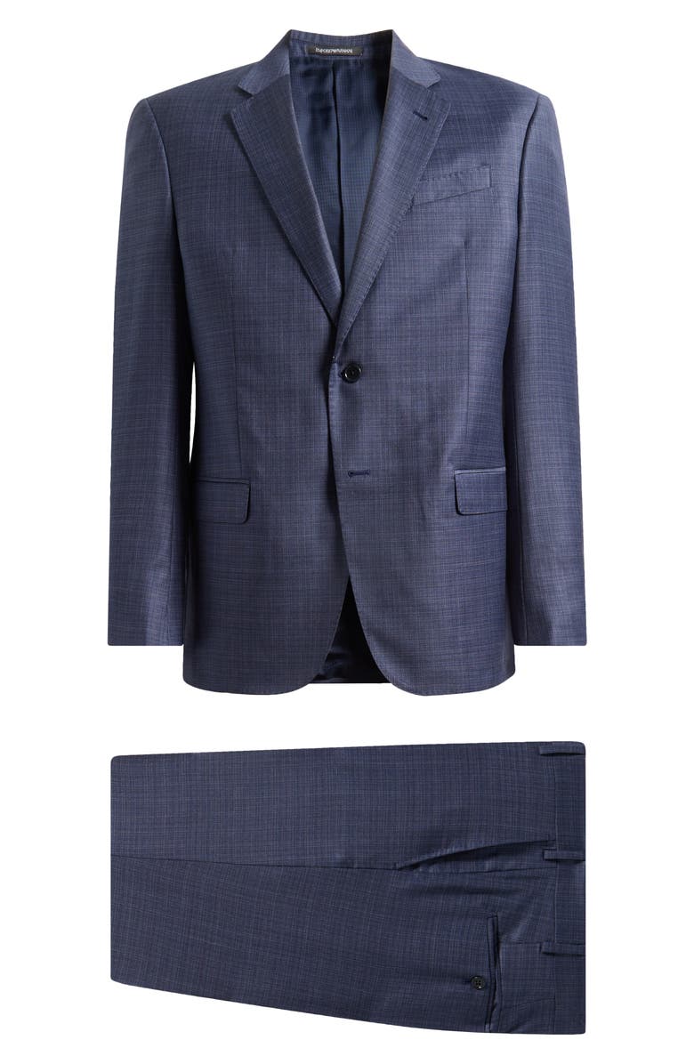 Emporio Armani Blue Check Virgin Wool Suit, Main, color, Blue