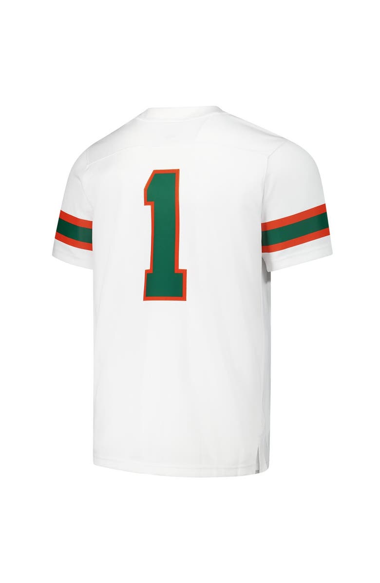 adidas Men's adidas #1 White Miami Hurricanes  Premier Football Jersey, Alternate, color, 