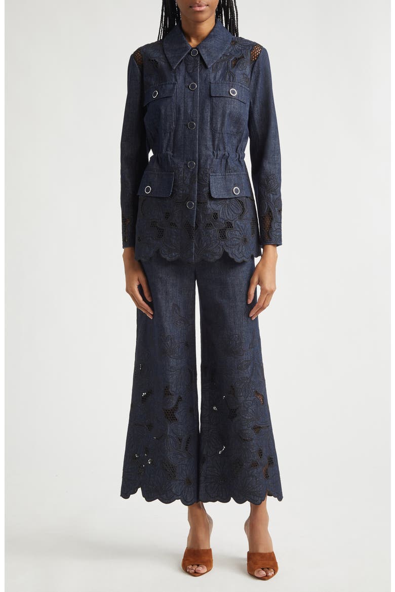 Kiki Embroidered Chambray Jacket, Alternate, color, INDIGO RINSE