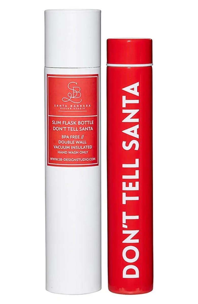 CREATIVE BRANDS Don't Tell Santa Slim Flask Bottle, Alternate, color,