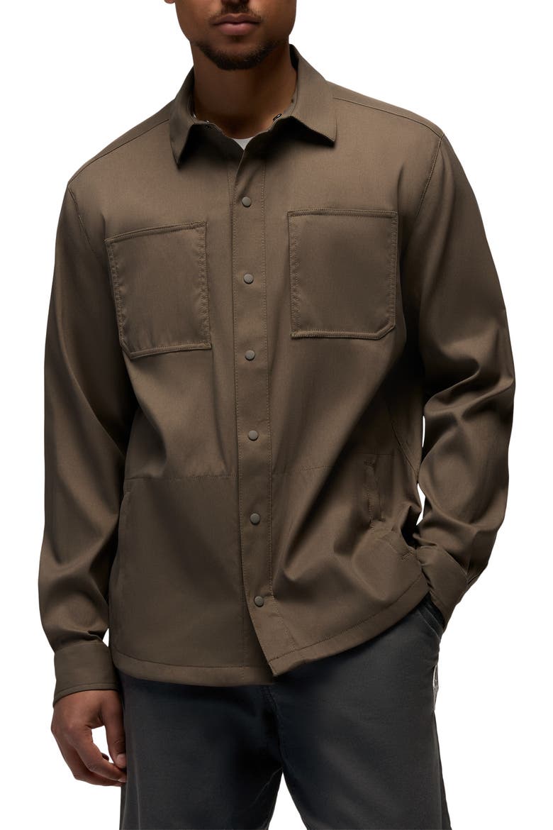 Stretch Zion Long Sleeve Button-Up Shirt, Main, color, MUD
