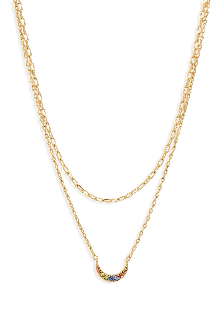 Rainbow Pavé Moon Necklace Set, Alternate, color, RAINBOW PAVE