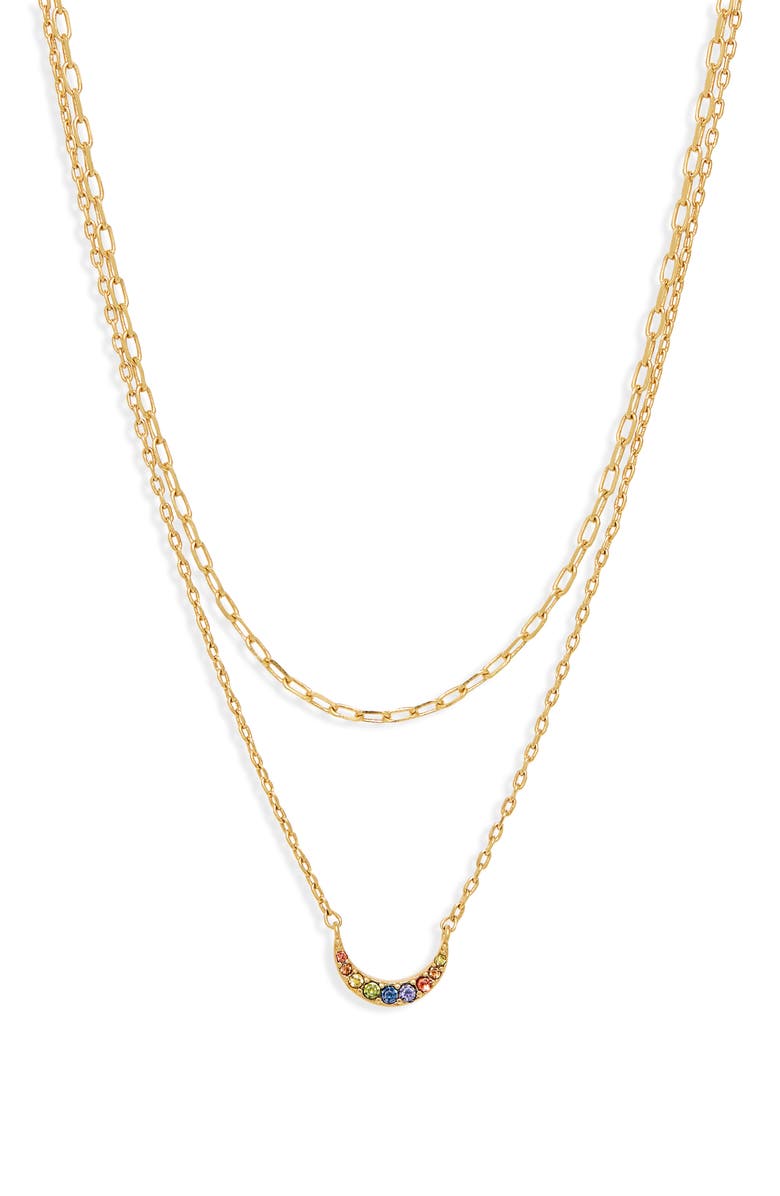 Madewell Rainbow Pavé Moon Necklace Set, Alternate, color, 