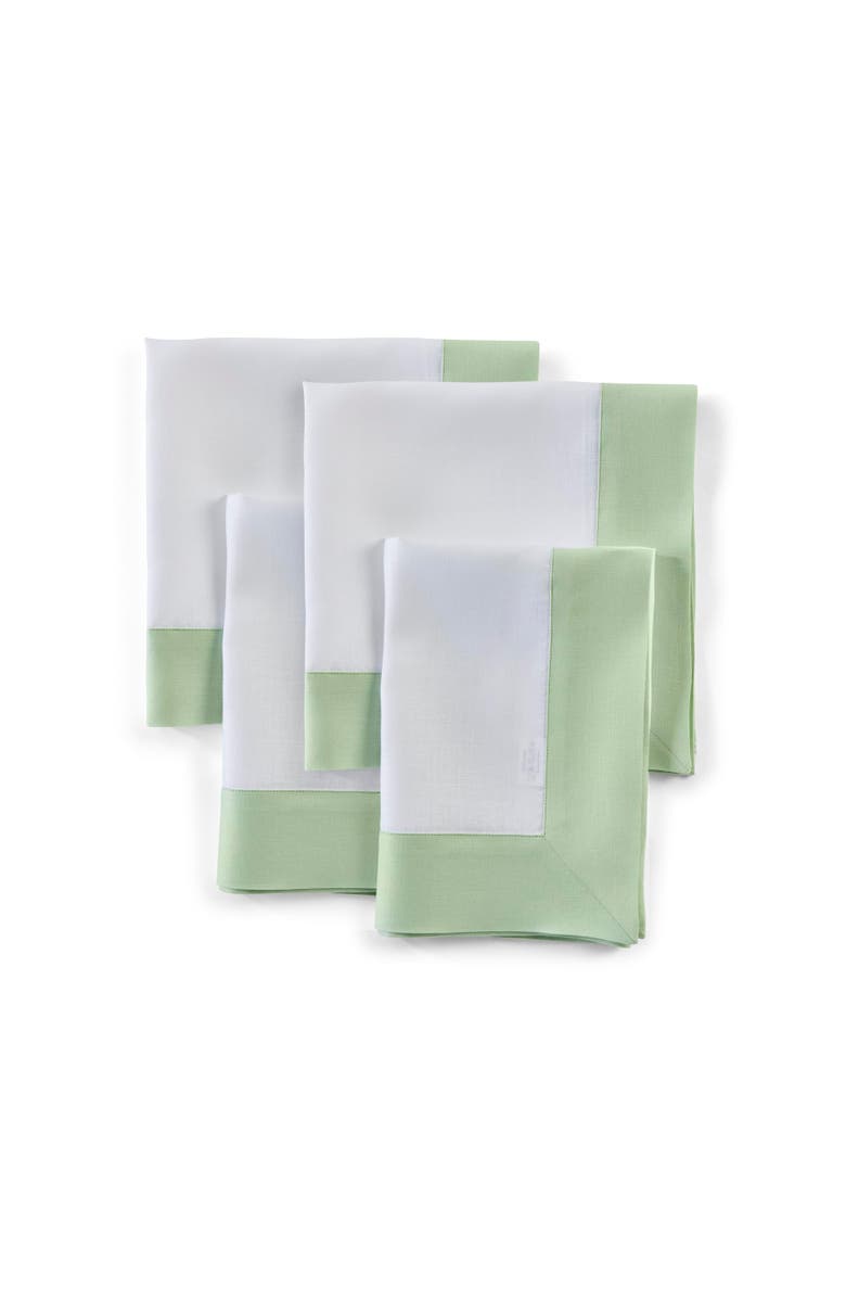Solino Home Linen Dinner Napkins - Contempo, 20" x 20" Inch, Main, color, Light Green And White