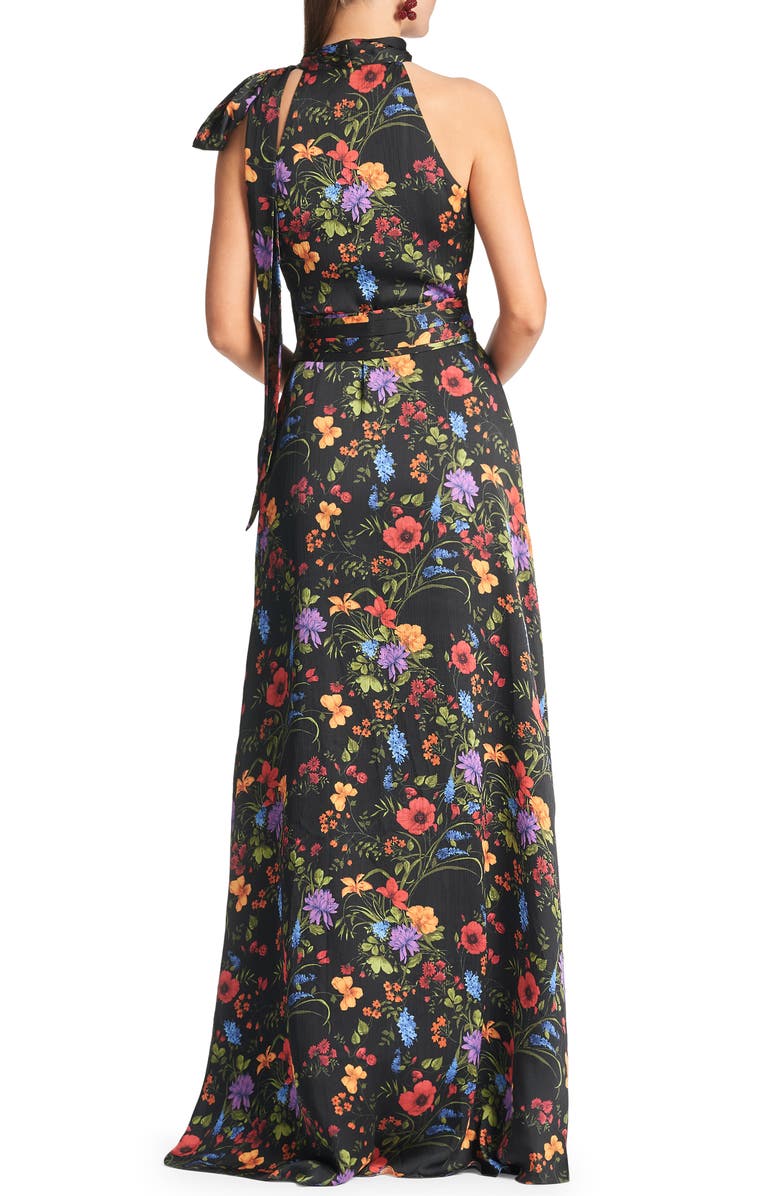 Sachin & Babi Kayla Floral Crinkle Georgette Gown, Alternate, color,