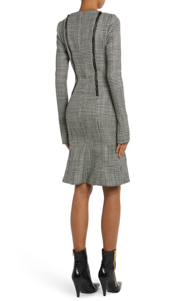 TOM FORD Glen Plaid Double Zip Wool Dress, Alternate, color,