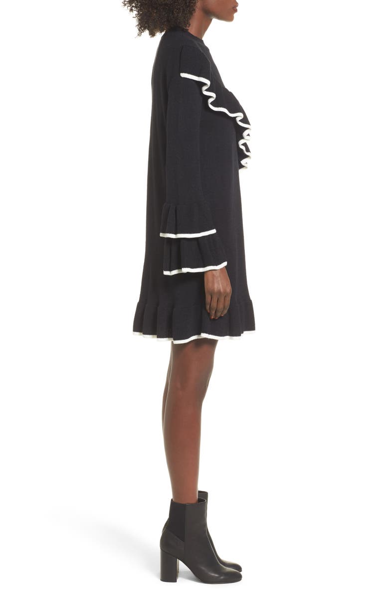 BP. Ruffle Knit Sweater Dress, Alternate, color,