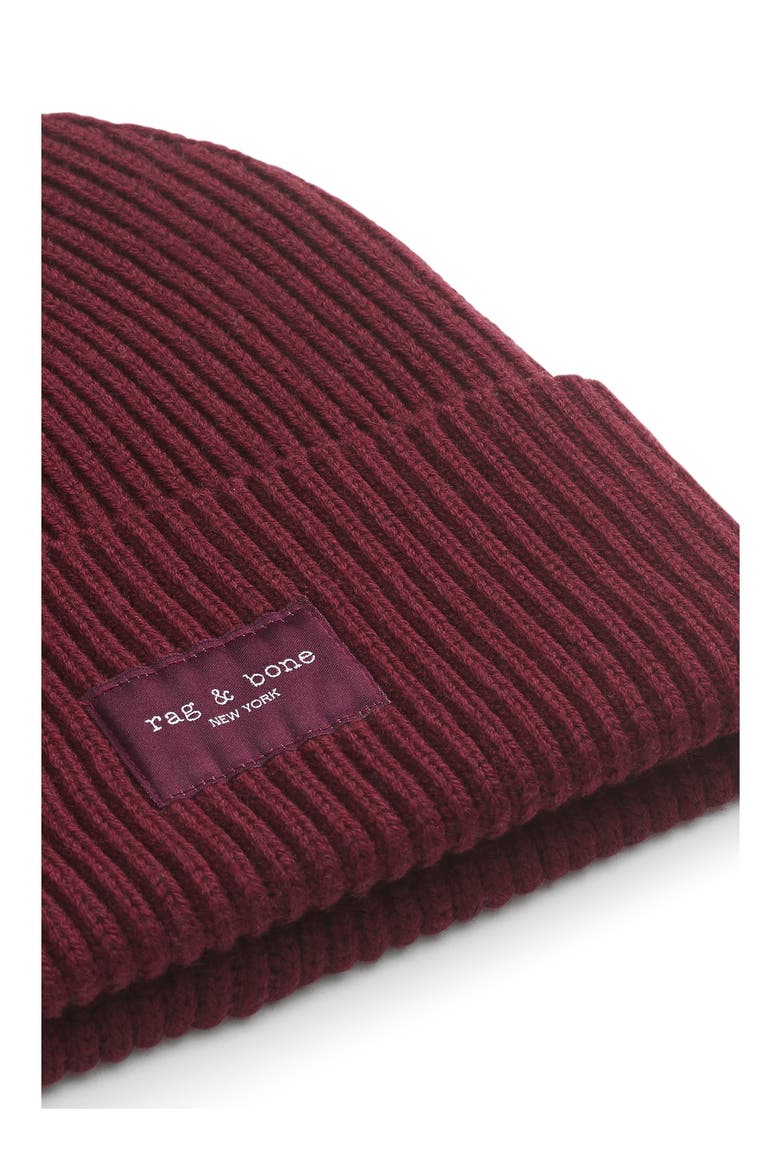 Blake Logo Patch Wool Blend Rib Beanie, Alternate, color, BURGUNDY